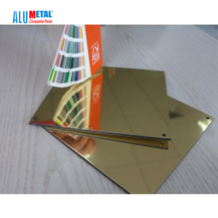 Bảng điều khiển tổng hợp nhôm gương vàng 2440mm ACM Ldpe Core Tường bên trong