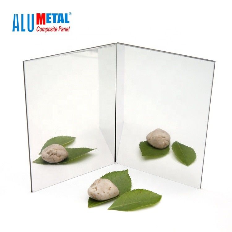 Tấm ốp nhôm tổng hợp gương A2 FR màu bạc 1220mm Tấm ốp tường ACP 0.5MM