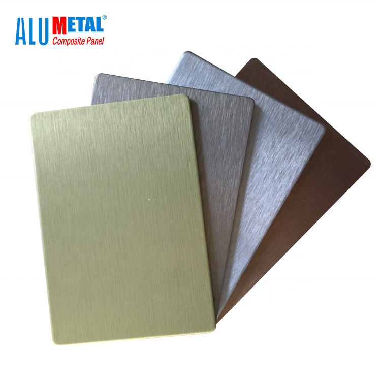 Anodized 0.08mm Brushed Aluminium Composite Panel Panel Tấm ốp 1220mm LDPE Core